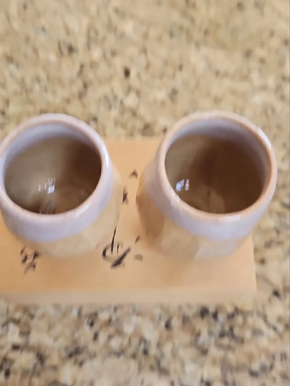 Vintage original Hagi Ware Japanese Sake Cups Pair in Signed Wooden Box not used